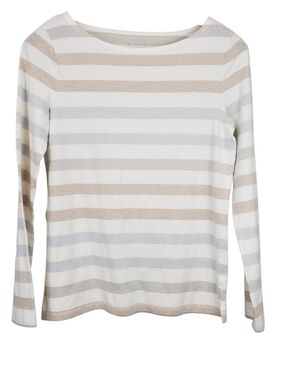 Talbots Striped Long Sleeve Sparkle Knit Crew Neck Women's Top Size S
